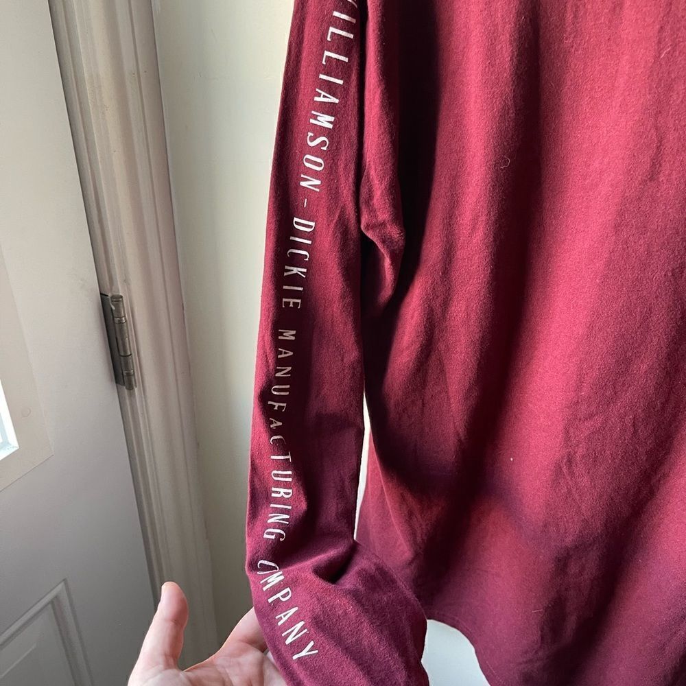 dickie’s Burgundy long sleeve crew neck t-shirt XL - Picture 3 of 6